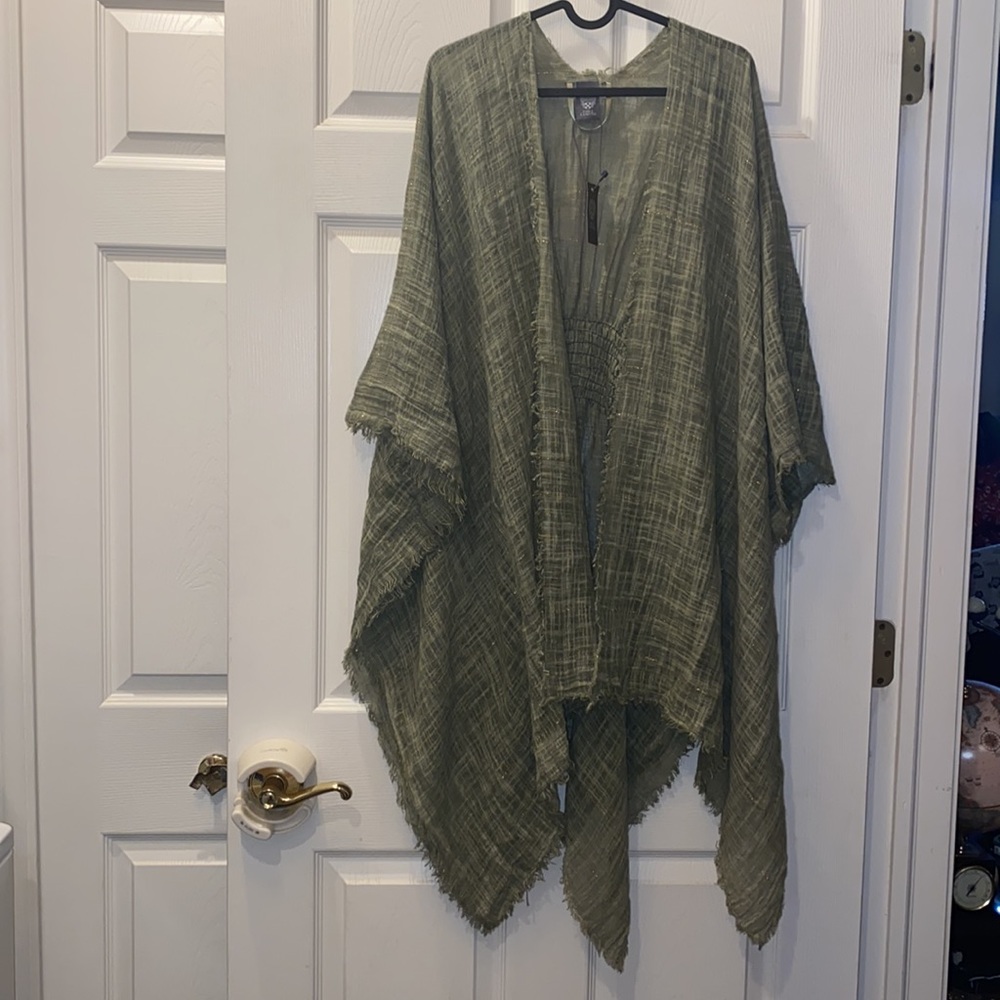 Vince Camuto Smocked Back Ruana, Kimono, Cover-Up, Topper, Duster